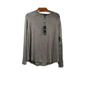 Southern Shirt Co Women's Gray Striped Boatneck Long Sleeve Top Size SM